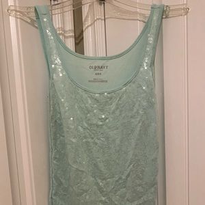 Mint green sequin tank top